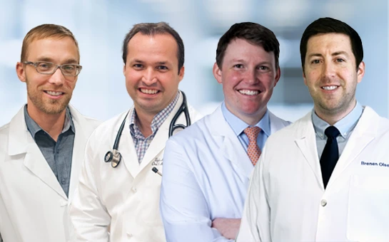A group photo of oral surgeons Jeremiah Johnson, Tyler McDonald, Brian Christensen, and Brenen Olsen